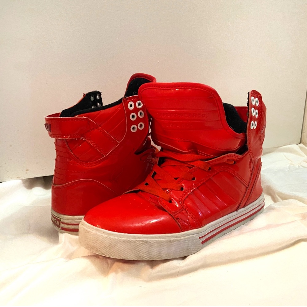 Supra Mens Skytop Shoe Size 8 US Red PVC Sneaker